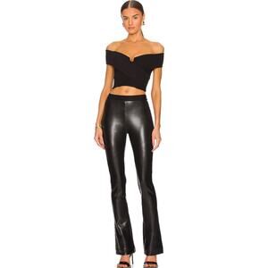 RtA Lais Faux Leather High Waisted Stretch Flare Black Legging Pants